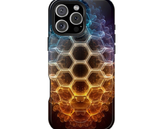 Symmetrical Honeycomb Neon Pattern Phone Case: iPhone, Galaxy, Pixel - Lifetime Warranty