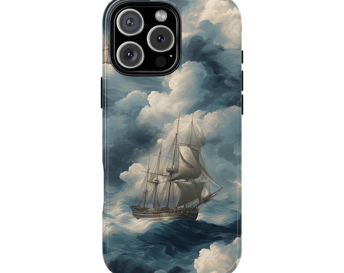 Sailing Ship Turbulent Seas Dramatic Sky Ocean Waves Phone Case: iPhone, Galaxy, Pixel - MagSafe Compatible