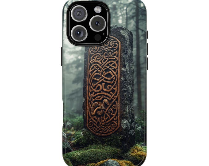 Ancient Tribal Viking Rune Carved Forest Stone Phone Case: iPhone, Galaxy, Pixel - Lifetime Warranty
