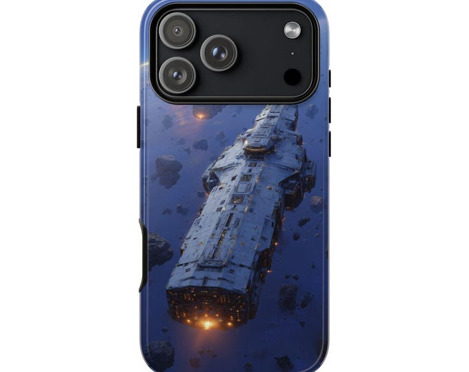 Sci-fi Starship Derelict Battle Scene Phone Case: iPhone, Galaxy, Pixel - Lifetime Warranty