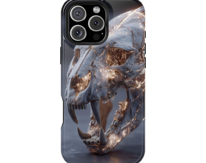 Saber Tooth Tiger Skull Abstract Bone Phone Case: iPhone, Galaxy, Pixel - Lifetime Warranty