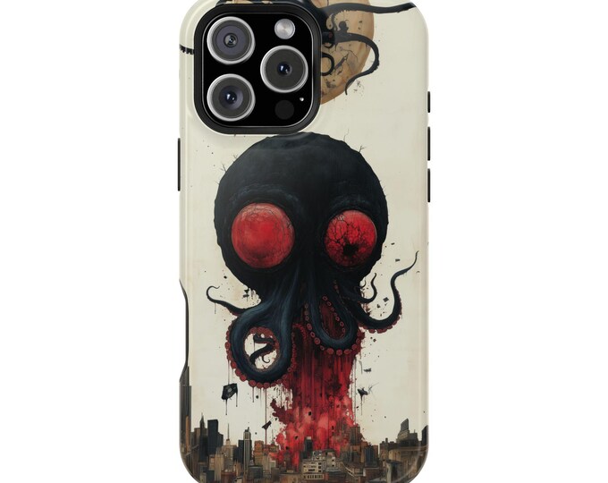 Giant Ink Octopus Abstract City Buildings Phone Case: iPhone, Galaxy, Pixel - Lifetime Warranty