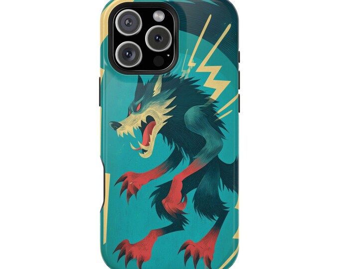 Dynamic Wolf Teal Vector Bolts Phone Case: iPhone, Galaxy, Pixel - Lifetime Warranty