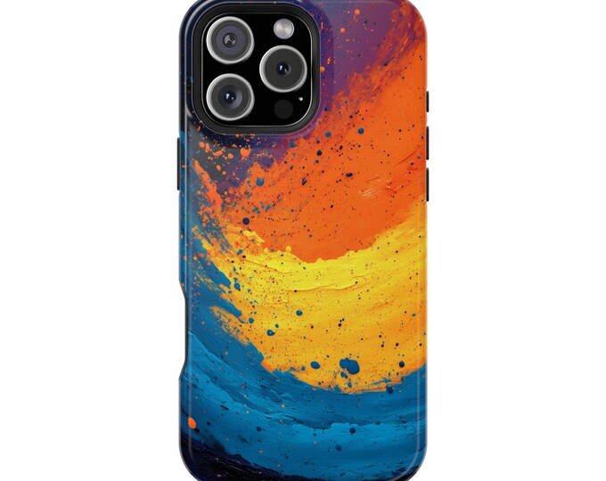 Bold Gradient Waves Blue Yellow Orange Phone Case: iPhone, Galaxy, Pixel - Lifetime Warranty