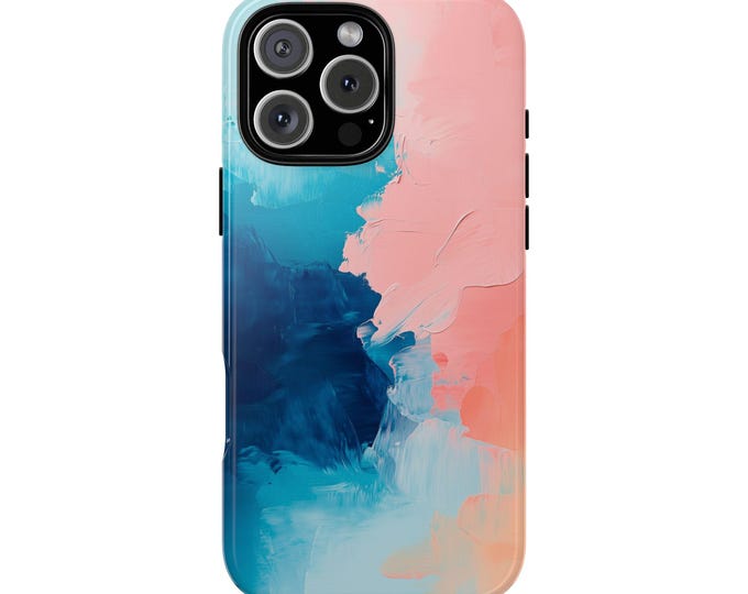Pastel Blue Pink Paint Brushes Dreamscape Abstract Phone Case: iPhone, Galaxy, Pixel - Lifetime Warranty