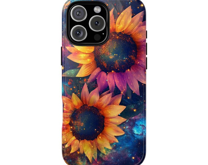 Sunflowers Watercolor Nebula Space Flowers Phone Case: iPhone, Galaxy, Pixel - Lifetime Warranty