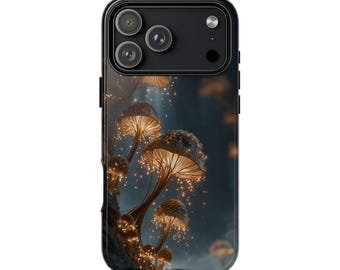 Golden Mushrooms Copper Glowing Shroom | Phone Ink Case | Custom Made Cover | Lifetime Warranty
