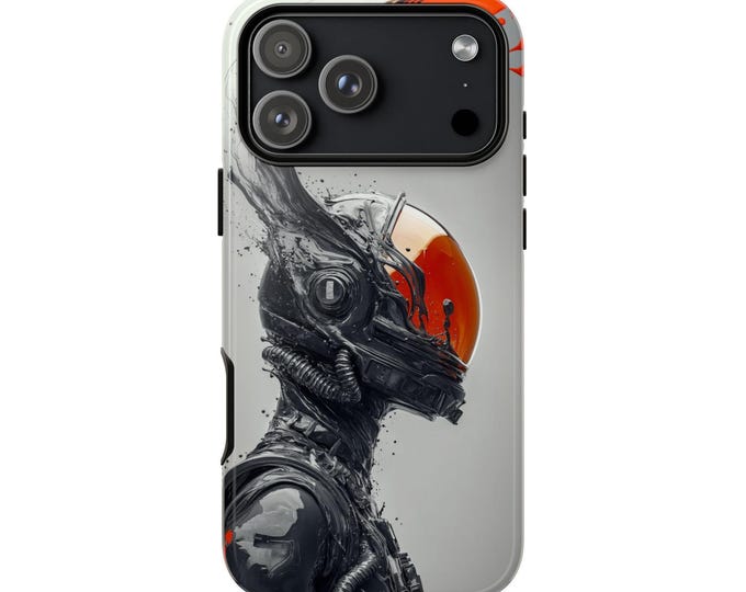 Gray Astronaut Abstract Fluid Phone Case: iPhone, Galaxy, Pixel - Lifetime Warranty