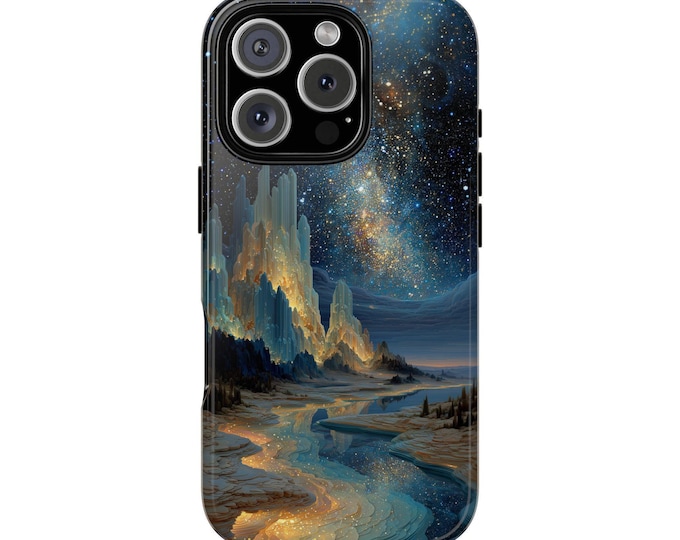 Cosmic Landscape Crystal Mountains Phone Case: iPhone, Galaxy, Pixel - Lifetime Warranty
