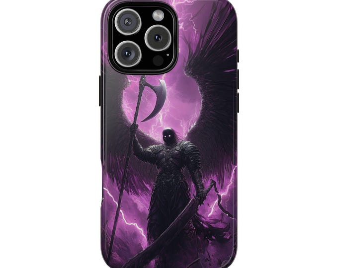 Archangel Dark Wings Scythe Purple Death Phone Case: iPhone, Galaxy, Pixel - Lifetime Warranty