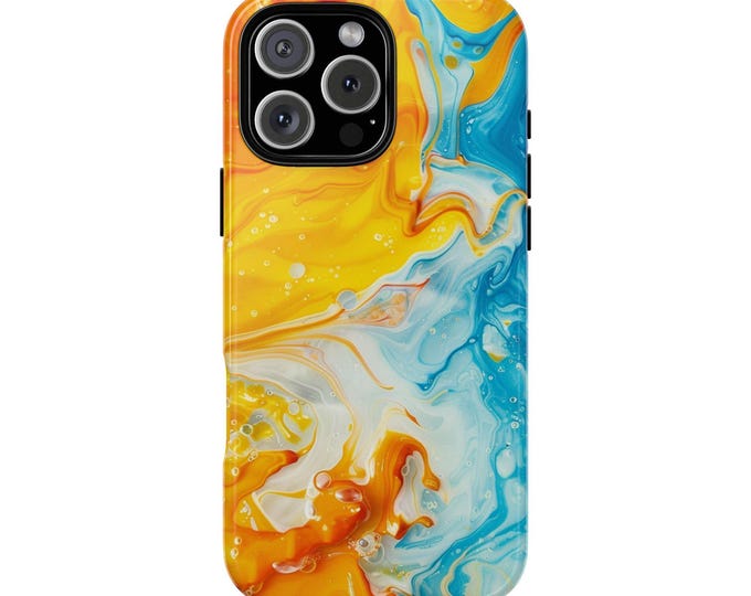 Sunset Ocean Abstract Fusion Yellow Blue Hydro Dip Phone Case: iPhone, Galaxy, Pixel - Lifetime Warranty