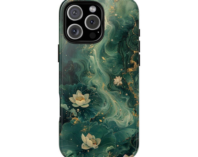 Lily Lotus Flower Green Jade Phone Case: iPhone, Galaxy, Pixel - Lifetime Warranty