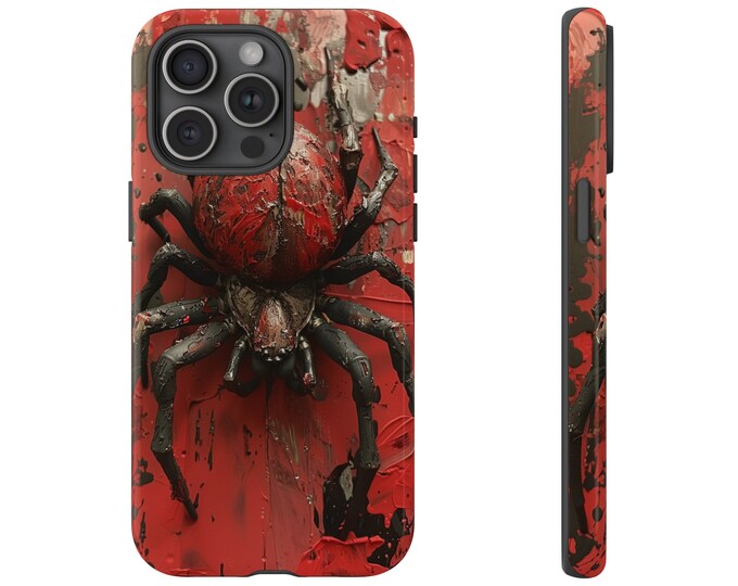 Red Arachnid Black Widow Spider Painting Phone Case: iPhone, Galaxy, Pixel - Lifetime Warranty
