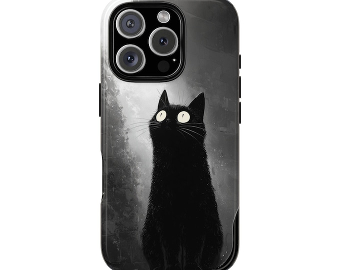 Black Cat Gray Evening Phone Case: iPhone, Galaxy, Pixel - Lifetime Warranty