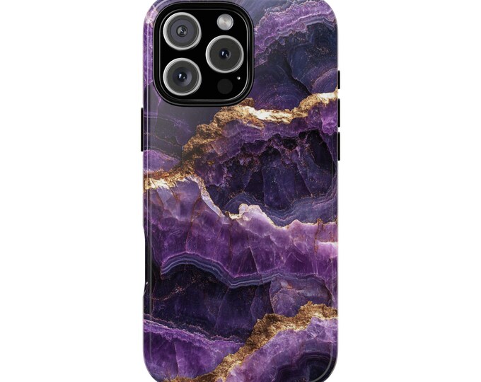 Purple Crystal Geode Marble Phone Case: iPhone, Galaxy, Pixel - Magsafe Compatible