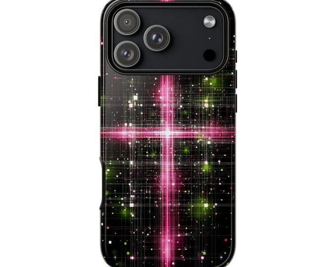 Pink Cross Glitch Lime Green Phone Case: iPhone, Galaxy, Pixel - Lifetime Warranty