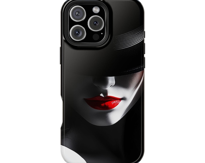 Scarlet Whisper Beneath the Hat Red Lips Phone Case: iPhone, Galaxy, Pixel - Lifetime Warranty