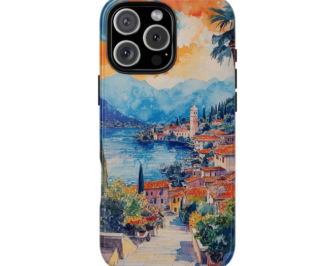 Watercolor Beach Town City Village Vintage Europe Phone Case: iPhone, Galaxy, Pixel - Lifetime Warranty