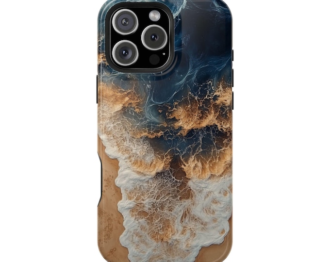 Ocean Waves Golden Sand Swirls Phone Case: iPhone, Galaxy, Pixel - Lifetime Warranty