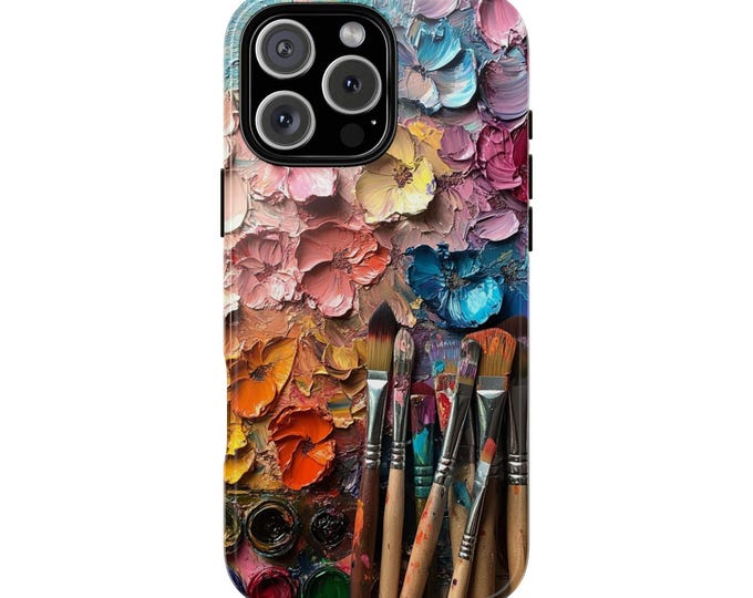 Paint Brushes Pastel Wildflowers Thick Painting Phone Case: iPhone, Galaxy, Pixel - Lifetime Warranty