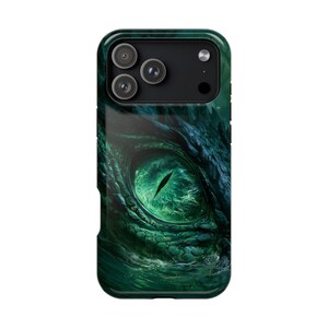 Leviathan Green Dragon Eye Phone Case, iPhone Galaxy Pixel, Lifetime Warranty