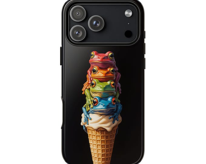 Frog Colorful Ice Cream Cone Phone Case for iPhone, Galaxy, Pixel – Lifetime Warranty