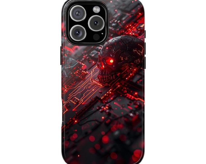 Cyber Circuit Chip Board Red Skull Computer Power Phone Case - iPhone, Samsung Galaxy, Pixel - Lifetime Warranty