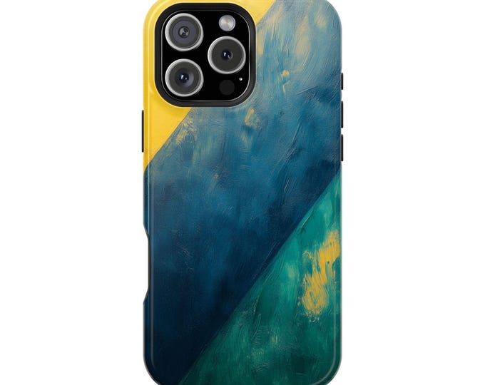 Yellow Blue Green Art Abstract Canvas Phone Case: iPhone, Galaxy, Pixel - Lifetime Warranty