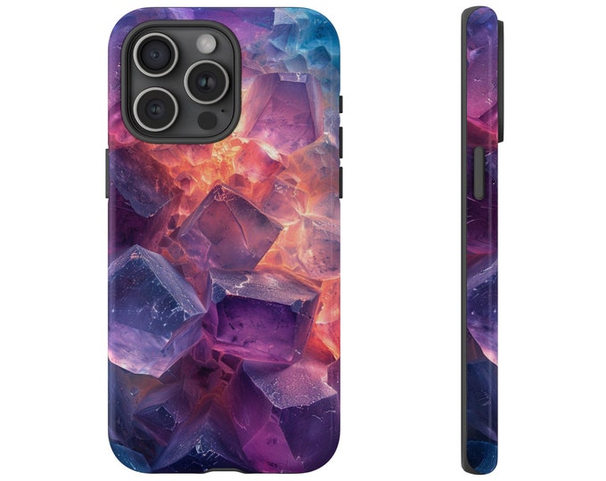 Purple Mineral Crystal Shards Rocks Fluorite Amethyst Case for Galaxy, iPhone, Pixel - Tough Cover