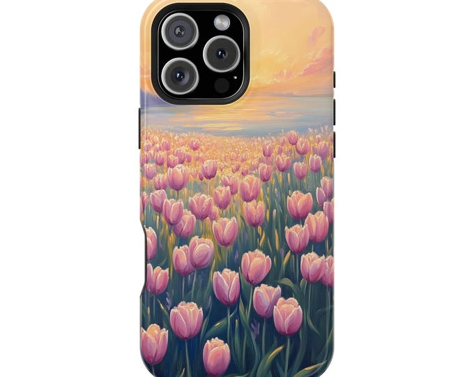 Spring Pink Tulip Flowers Phone Case: iPhone, Galaxy, Pixel - Lifetime Warranty