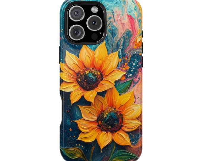 Liquid Paint Sunflower Hydro Dip Flower Phone Case: iPhone, Galaxy, Pixel - Lifetime Warranty