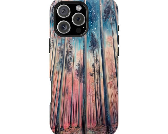 Peach Blue Forest Tree Twilight Outdoors Phone Case: iPhone, Galaxy, Pixel - Lifetime Warranty