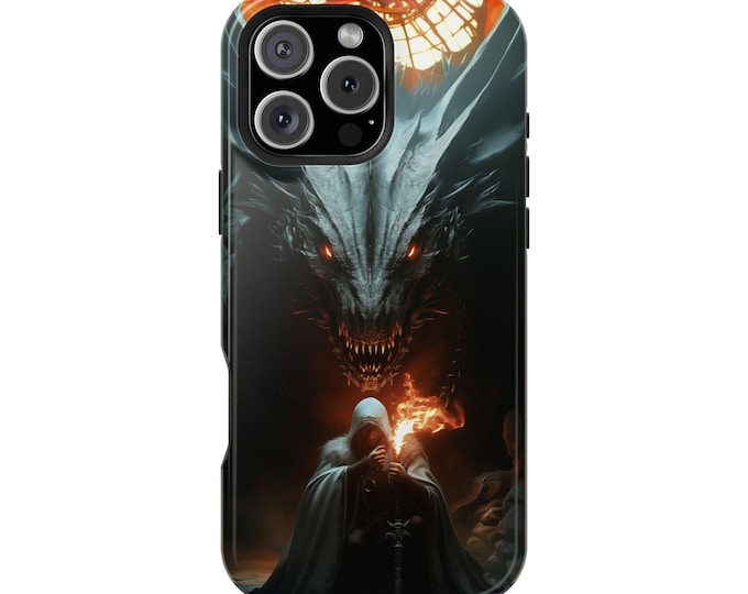 Fierce Dragon Fire Mage Wizard Sorcerer Phone Case: iPhone, Galaxy, Pixel - Lifetime Warranty