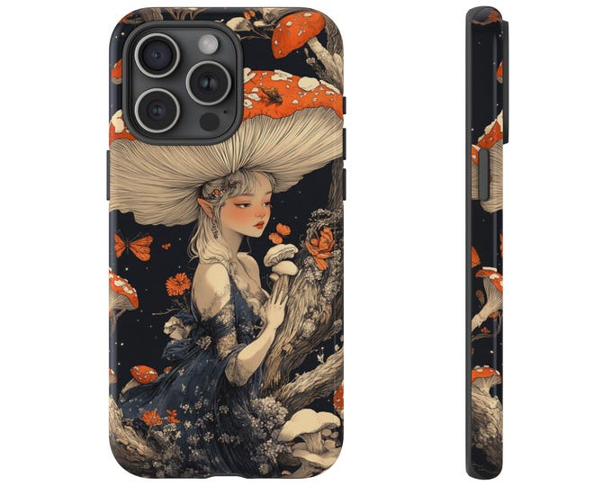 Vintage Mushroom Fairy Shrooms Garden Fairies Phone Case: iPhone, Galaxy, Pixel - Lifetime Warranty