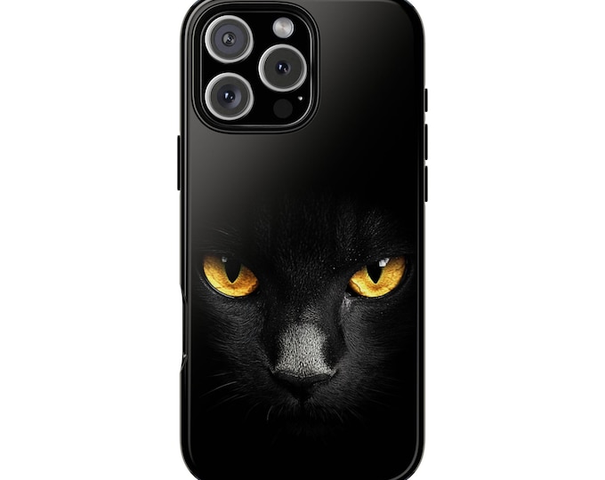 Midnight Black Cat Yellow Eyes Shadow Feline Kitty Phone Case: iPhone, Galaxy, Pixel - Lifetime Warranty