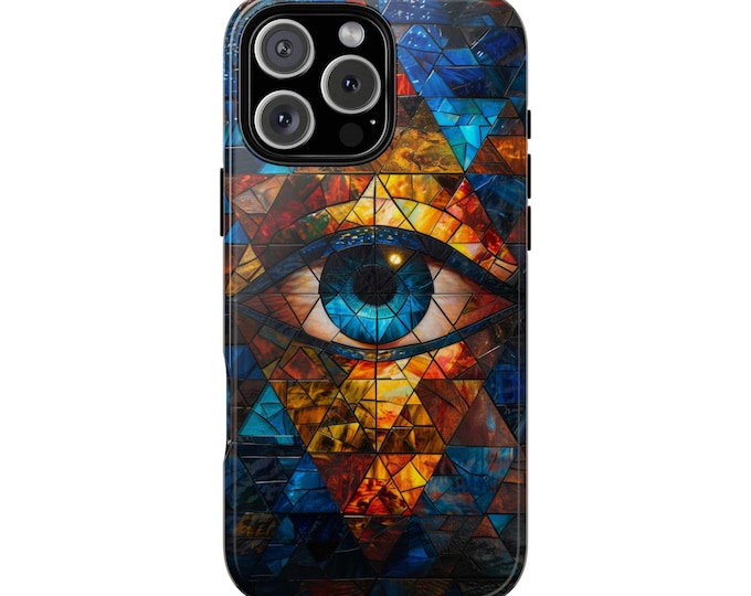 All Seeing Eye Stained Glass Mosaic Phone Case: iPhone, Galaxy, Pixel - Lifetime Warranty
