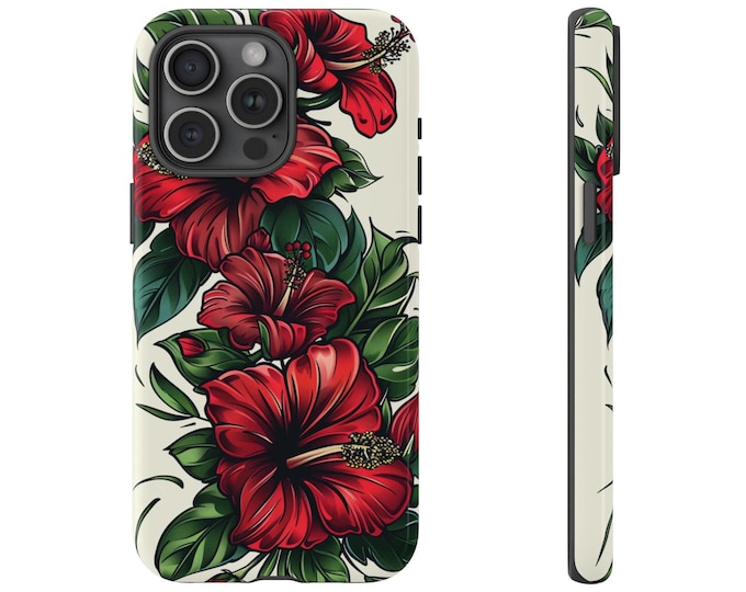 Hibiscus Scarlet Red Flowers Phone Case for iPhone | Samsung Galaxy | Google Pixel