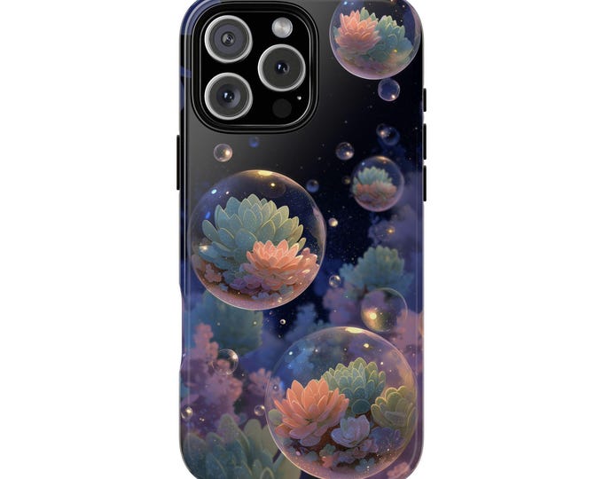 Succulents Floating Bubble Orbs Phone Case: iPhone, Galaxy, Pixel - Lifetime Warranty