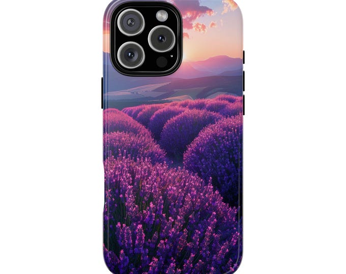 Sunset Lavender Floral Field Flowers Phone Case: iPhone, Galaxy, Pixel - Lifetime Warranty