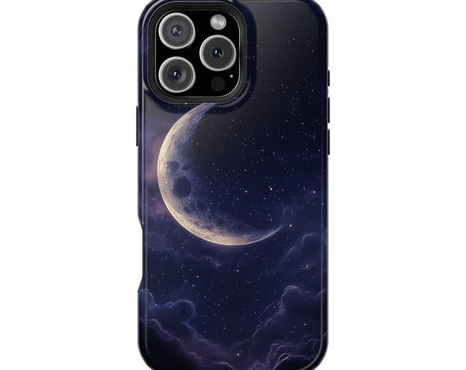 Dark Night Lunar Moon Mauve Clouds Phone Case: iPhone, Galaxy, Pixel - Lifetime Warranty