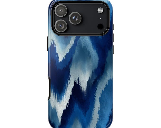 Shibori Tie Dye Indigo Waves Phone Case: iPhone, Galaxy, Pixel - Lifetime Warranty