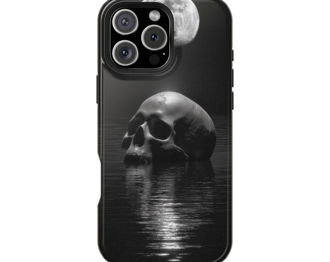 Black Water Lunar Skull Gray Moon Phone Case: iPhone, Galaxy, Pixel - Lifetime Warranty