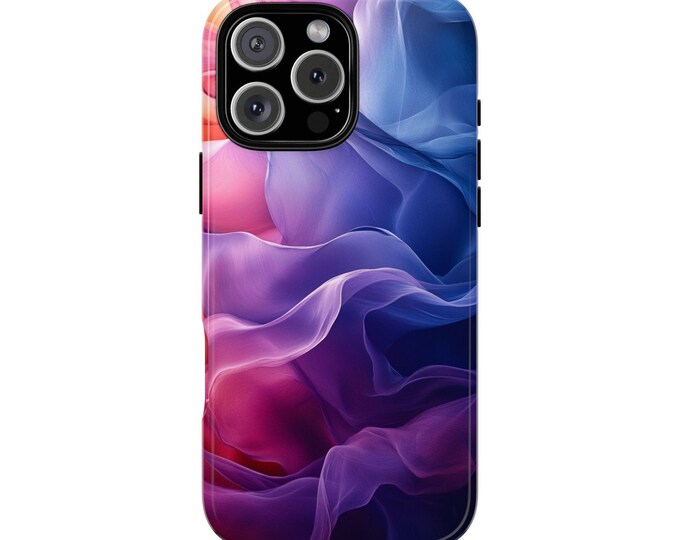 Abstract Waves Blue Pink Phone Case: iPhone, Galaxy, Pixel - Lifetime Warranty