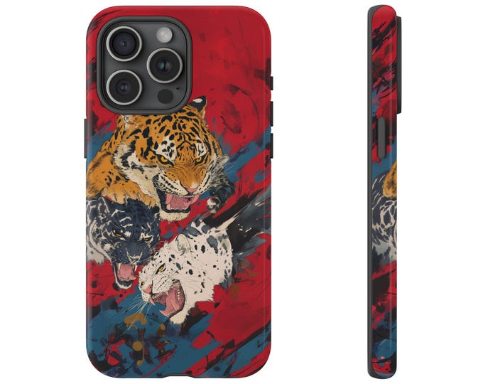 Japanese Art Tiger Jaguar Leopard Cats Phone Case: iPhone, Galaxy, Pixel - Magsafe Wireless Charging