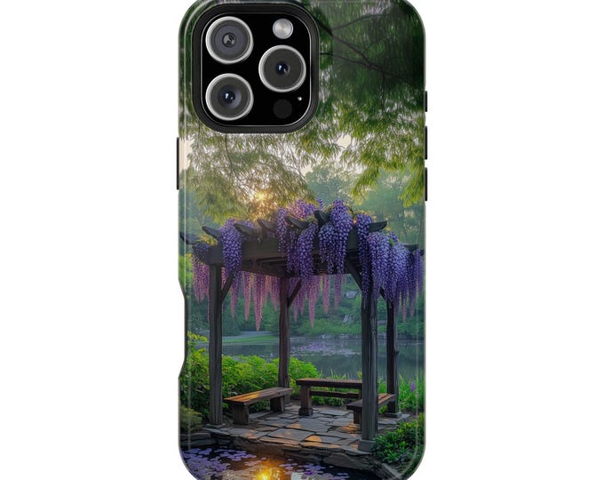 Tranquil Wisteria Blooms Pond | Tough Cover Phone Case: iPhone, Galaxy, Pixel - Lifetime Warranty