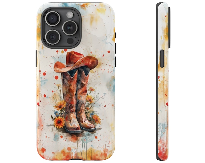Cowboy Boots Hat Western Paint 6 Phone Case: iPhone, Galaxy, Pixel - Lifetime Warranty