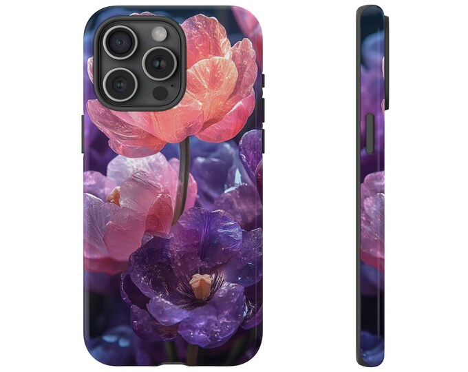 Purple Crystal Tulip Flowers Phone Case: iPhone, Galaxy, Pixel - Magsafe Wireless Charging