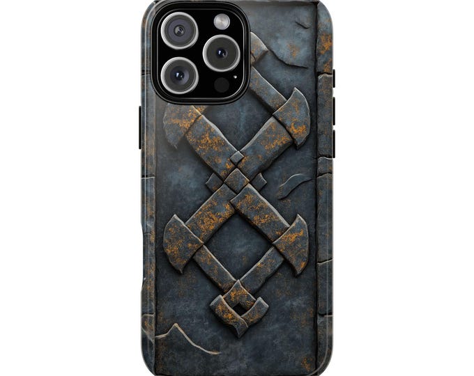 Viking Runic Engraved Rune Granite Rock Phone Case: iPhone, Galaxy, Pixel - Lifetime Warranty