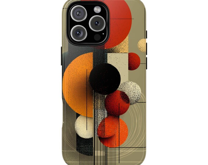 Orange Beige Bauhaus Composition Phone Case: iPhone, Galaxy, Pixel - Lifetime Warranty