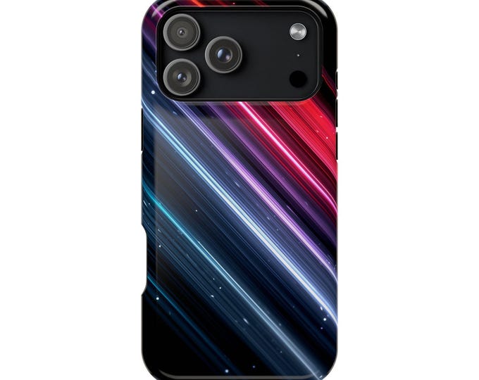 Cyan Red Gradient Laser Lines Phone Case: iPhone, Galaxy, Pixel - Lifetime Warranty